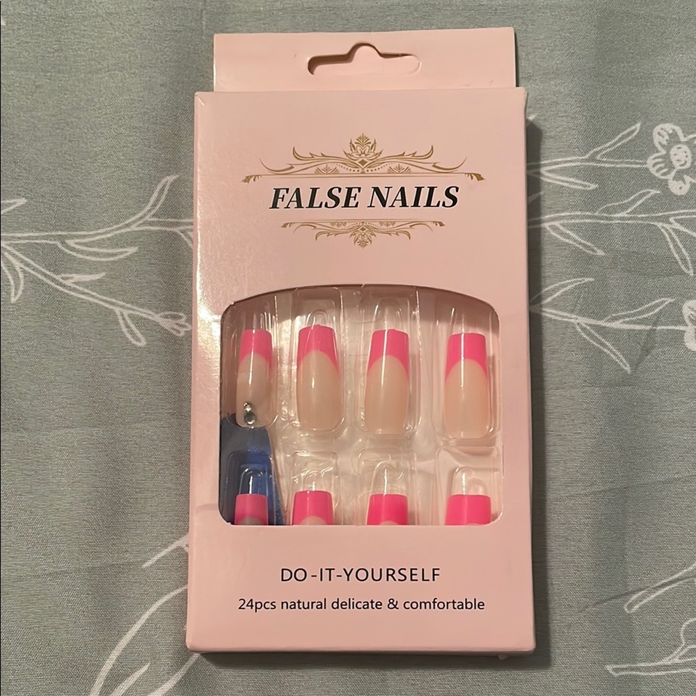 Pink French Tip False Nails Set